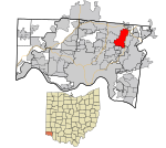 Hamilton County Ohio Incorporated and Unincorporated areas Blue Ash highlighted